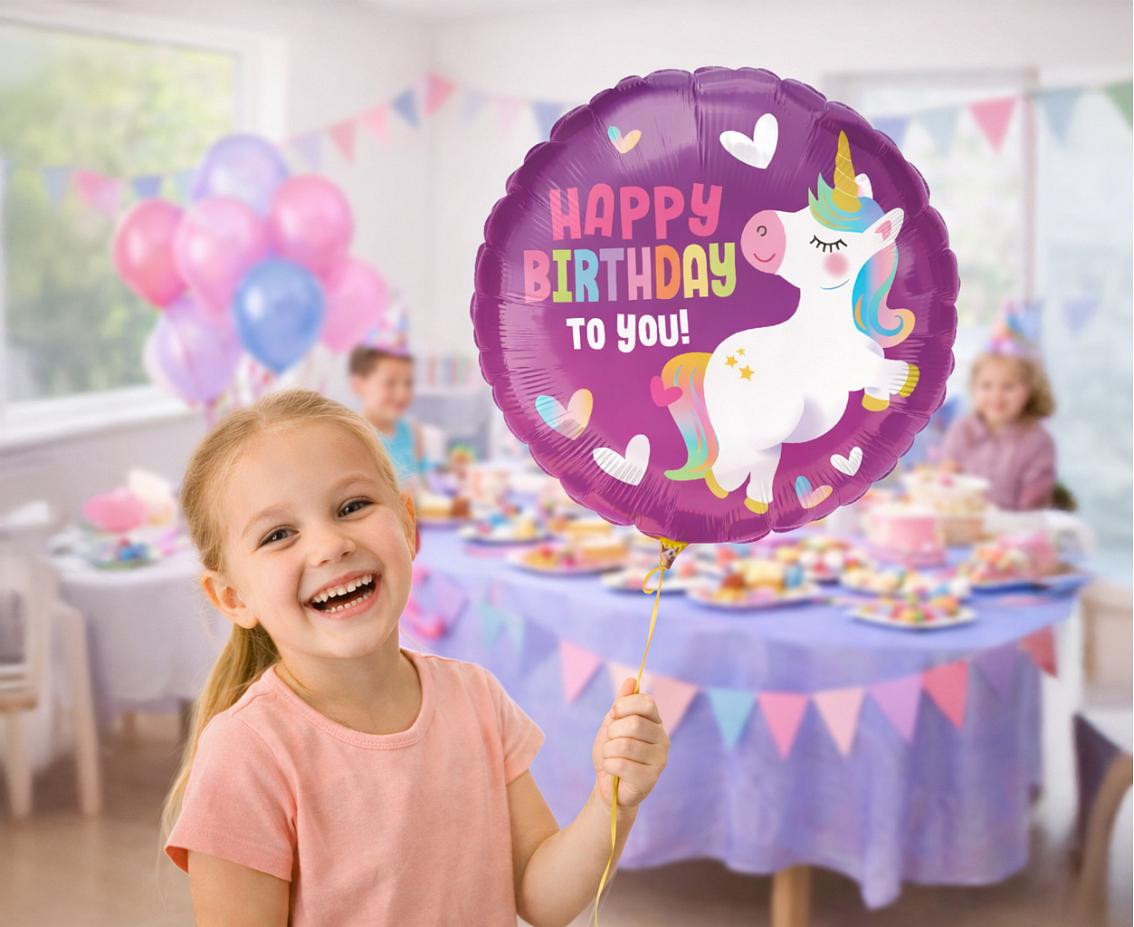 Foil balloon 18" Unicorn Happy Birthday