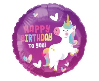 Foil balloon 18" Unicorn Happy Birthday