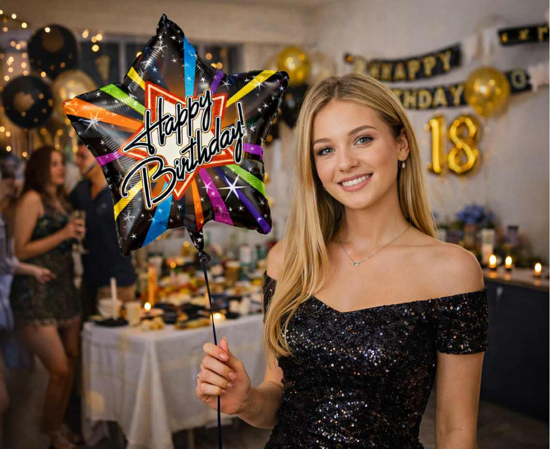 Foil balloon 19" Birthday Star