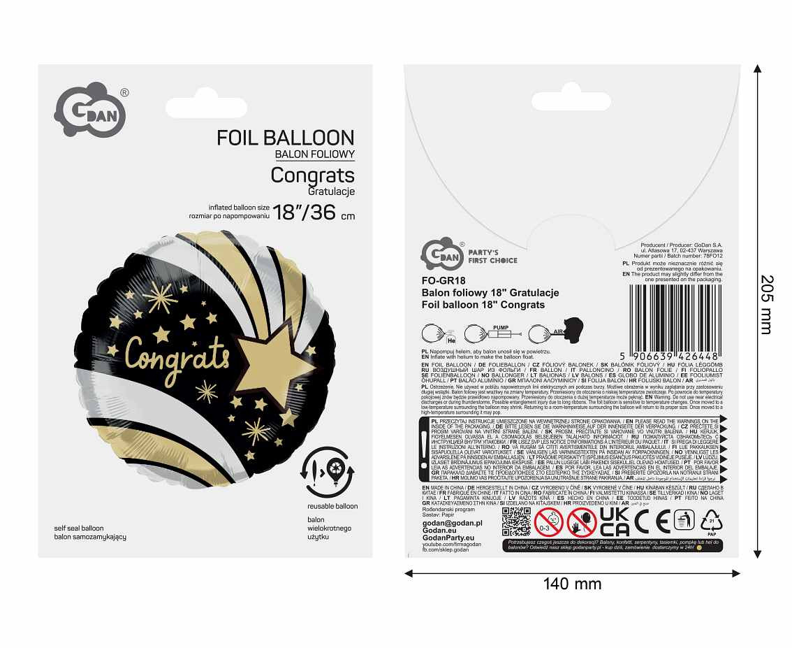 Foil balloon 18" Congrats