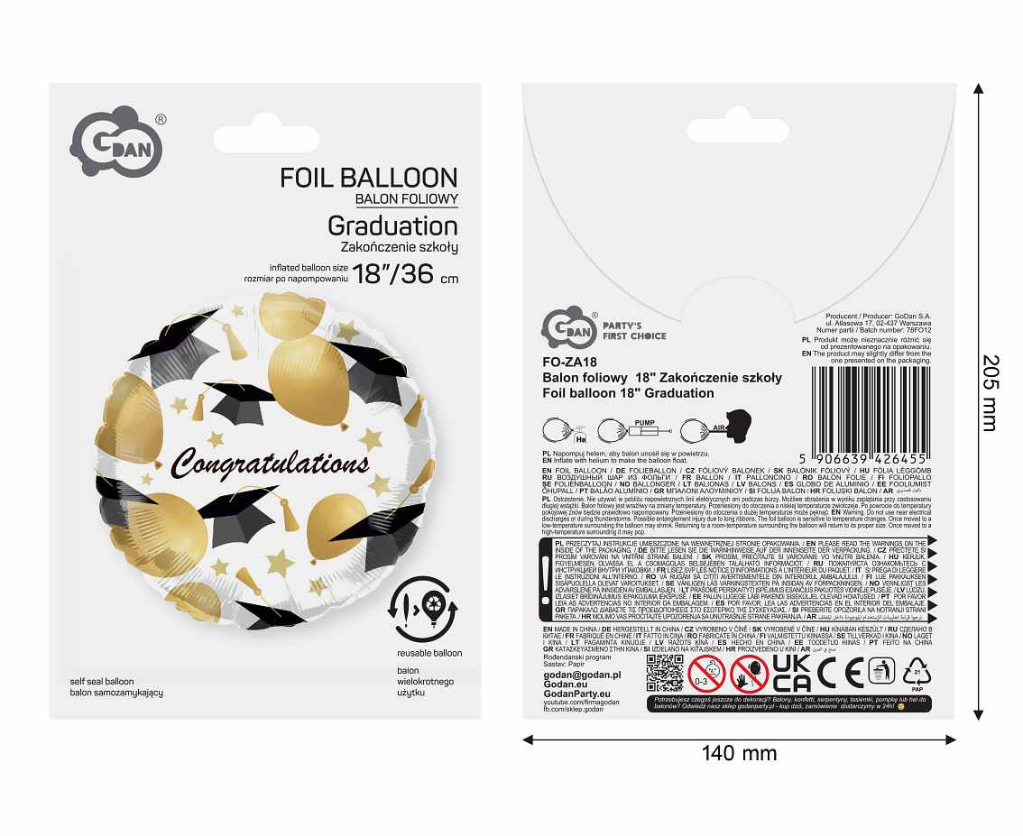 Foil balloon 18" Graduation