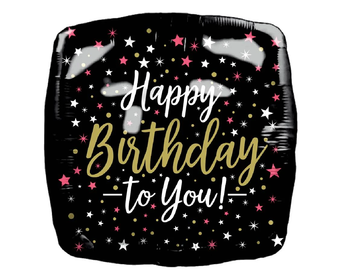 Foil balloon Happy Birthday, square, 46x46 cm