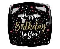 Foil balloon Happy Birthday, square, 46x46 cm