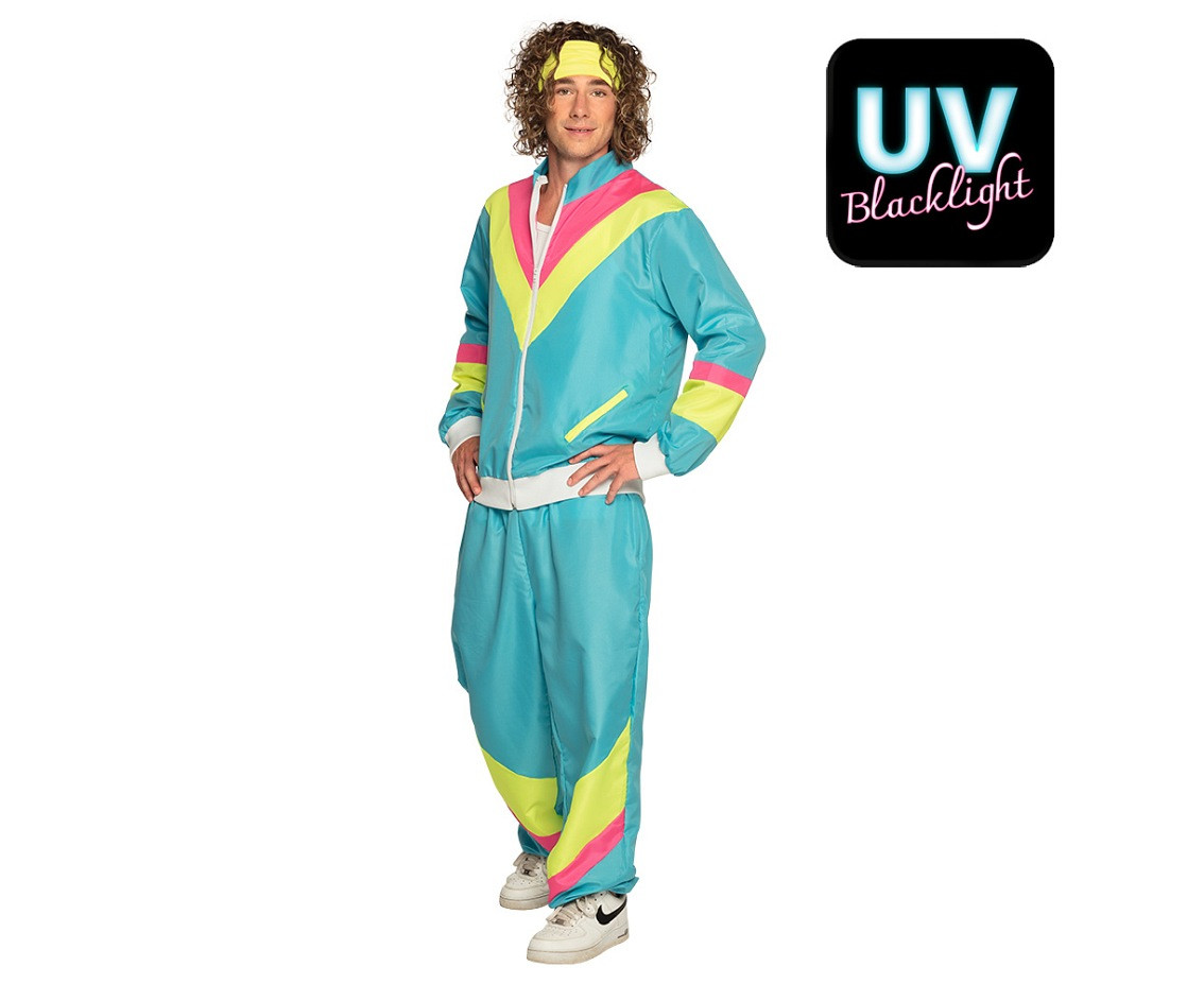 Shell suit Retro dude neon blue UV (L)