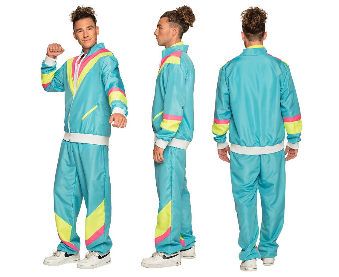 Shell suit Retro dude neon blue UV (L)