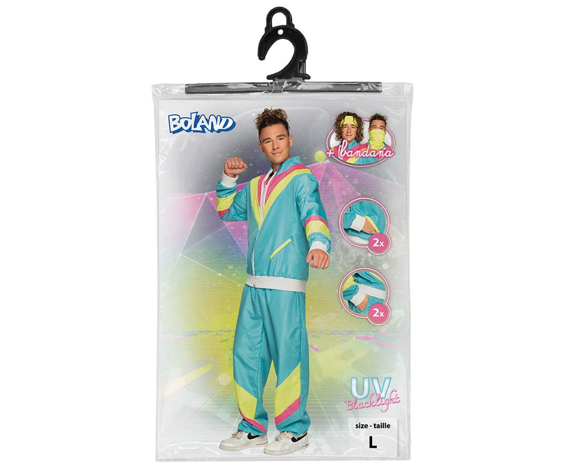 Shell suit Retro dude neon blue UV (L)