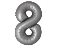 BFK Foil Balloon 30" FX – Number 8 Matte Silver Moonlight