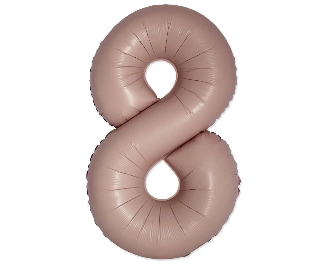 BFK Foil Balloon 30" FX – Number 8 Matte Vintage Rose, unpackaged