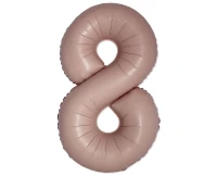 BFK Foil Balloon 30" FX – Number 8 Matte Vintage Rose, unpackaged