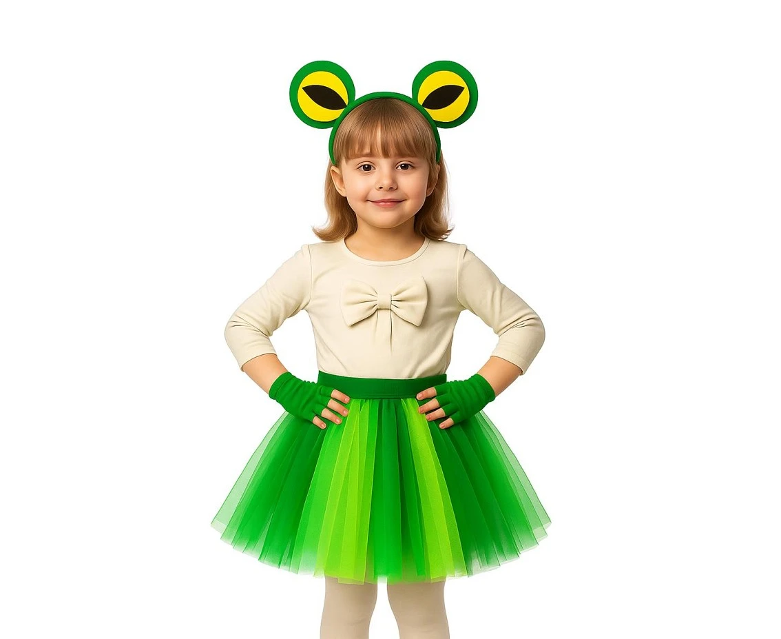 Frog Set – headband, gloves, skirt
