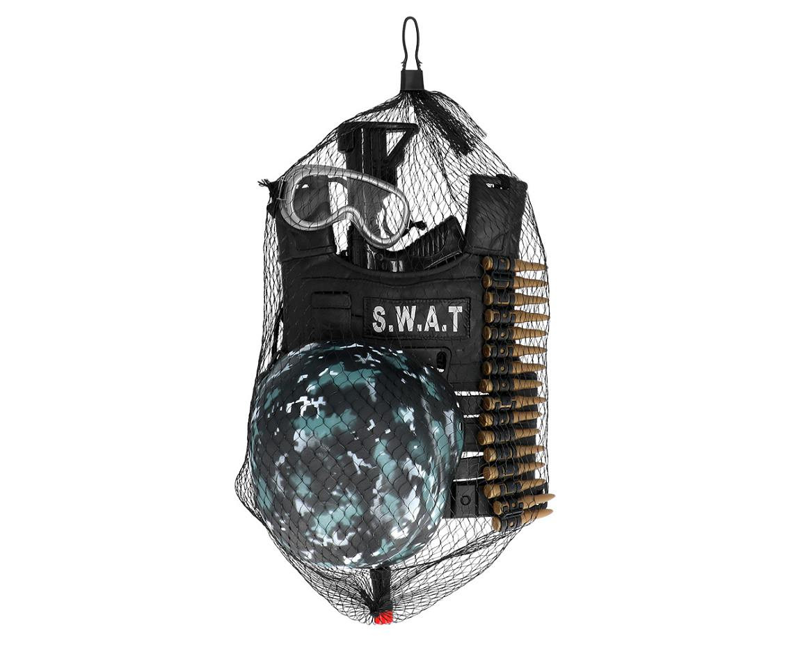 Child set ''S.W.A.T'' (helmet, vest, safety glasses, bullet belt, Rifle)
