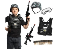 Child set ''S.W.A.T'' (helmet, vest, safety glasses, bullet belt, Rifle)