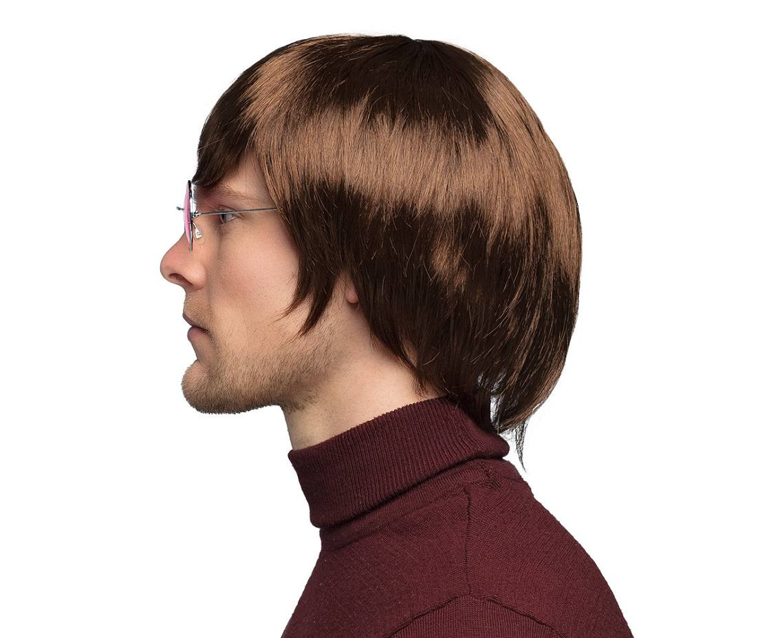 Wig John short brown hair