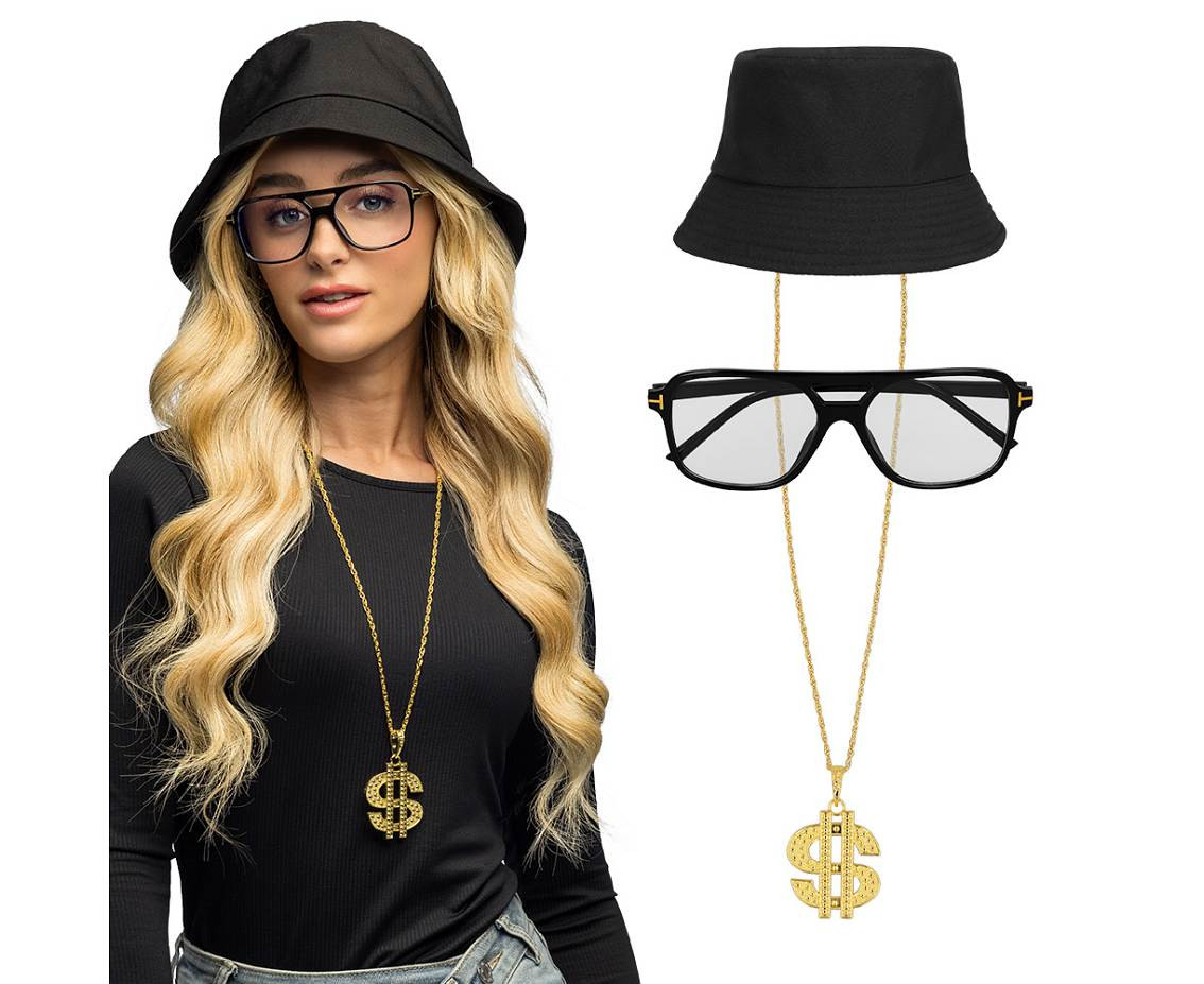 Set Rapper (bucket hat, party glasses and necklace)
