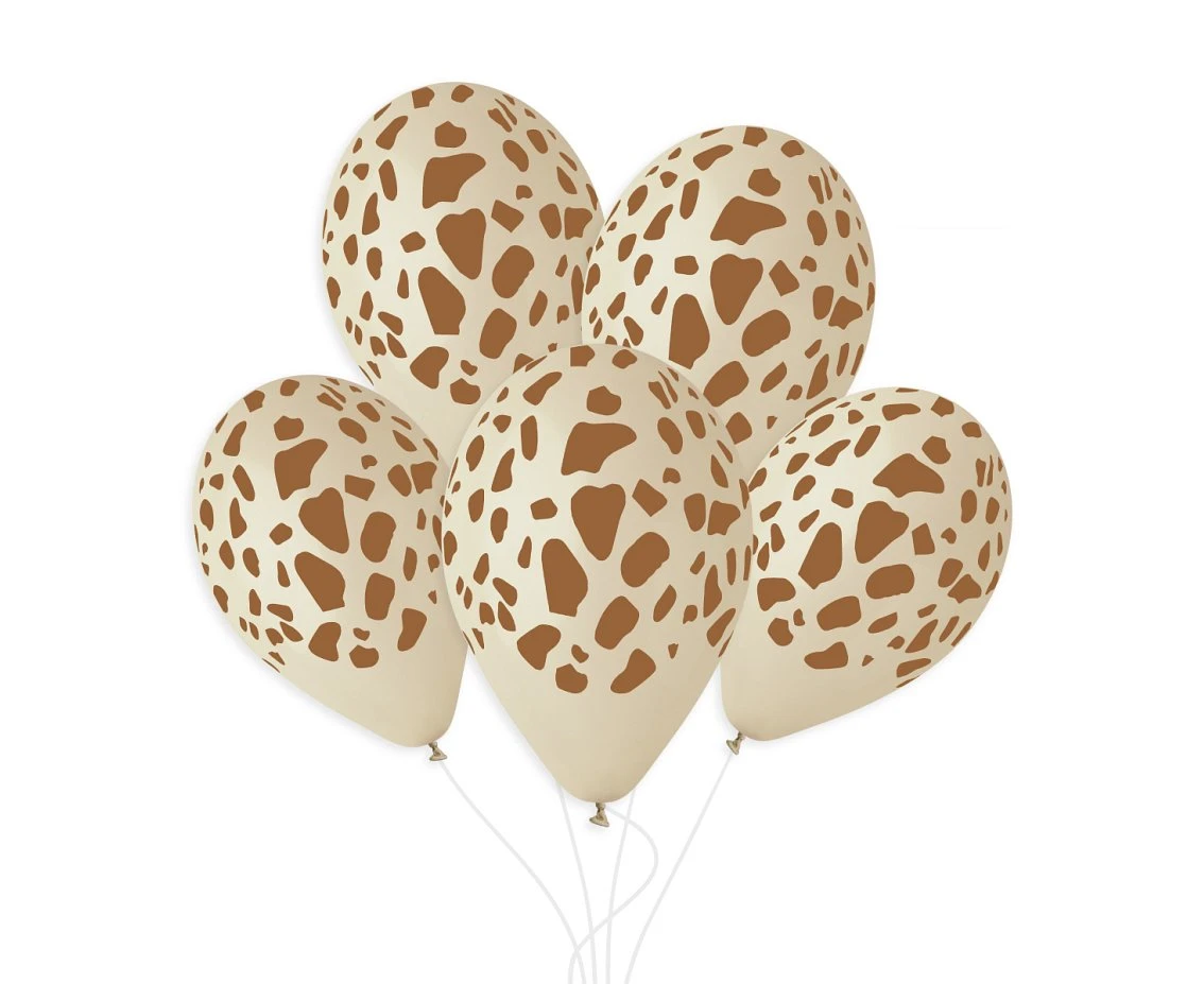 Balloons Gemar 13", giraffe print, shiny gold, FSC, 50pcs