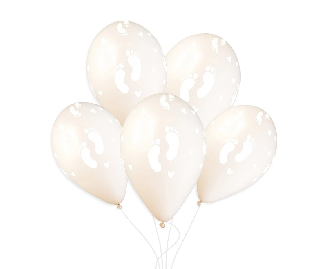 Balloons Gemar 13", baby foot prints, linen, 50pcs