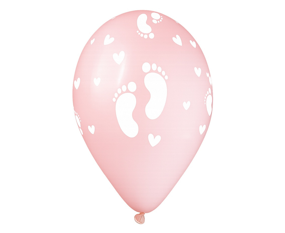 Balloons Gemar 13", baby foot prints, powder pink, 50pcs