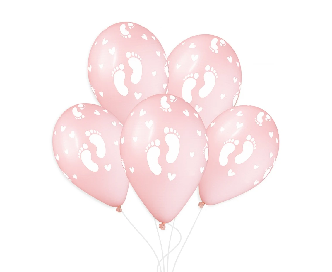 Balloons Gemar 13", baby foot prints, powder pink, 50pcs