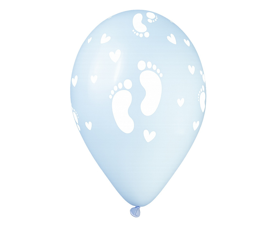 Balloons Gemar 13", baby foot prints, powder blue, 50pcs