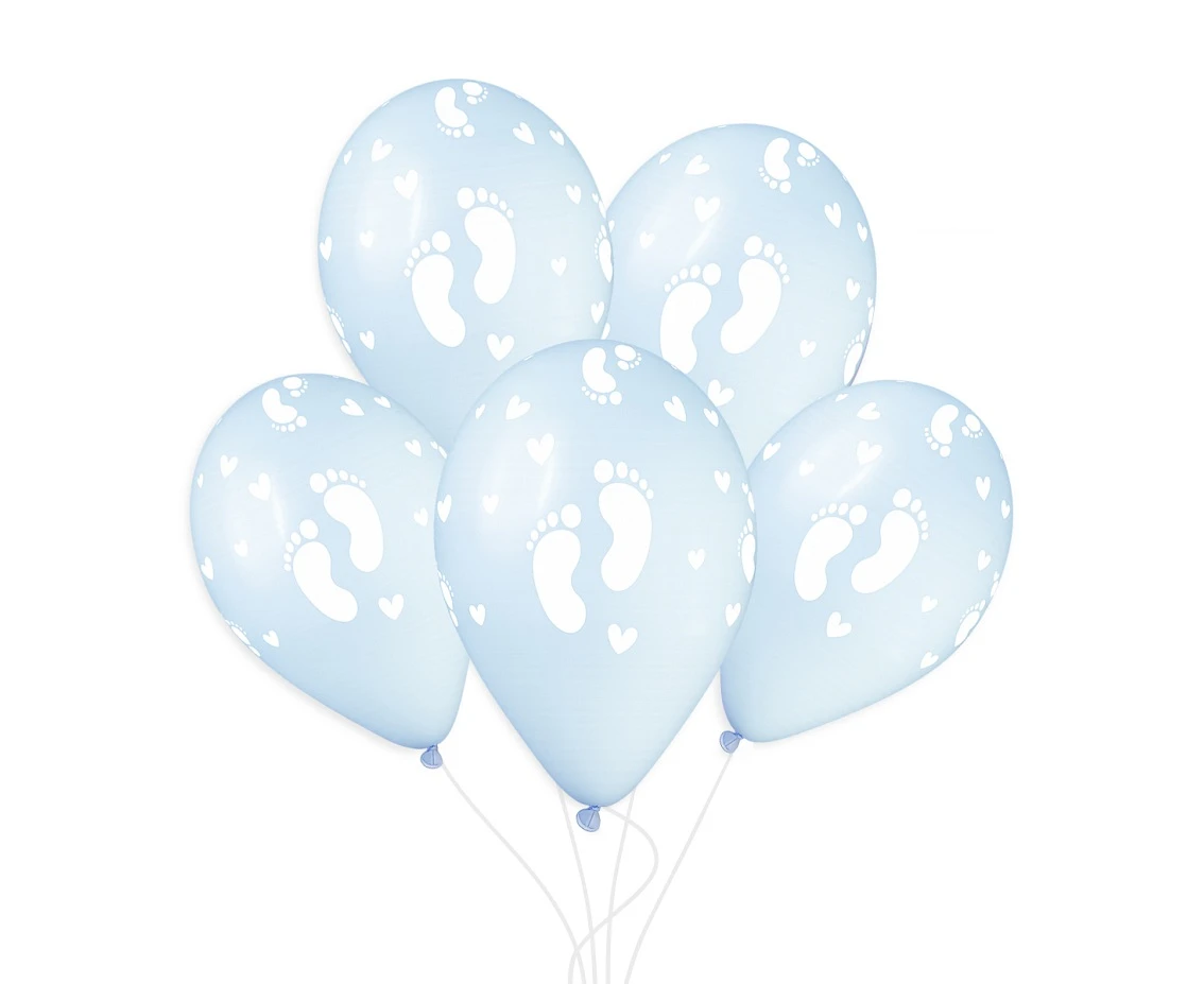 Balloons Gemar 13", baby foot prints, powder blue, 50pcs
