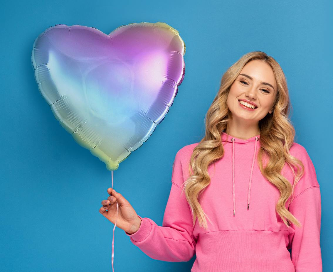 Foil Balloon 18" FX - Heart (Pastel Gradient), packed