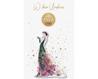 Birthday Card with a pasted number, Woman in a floral dress