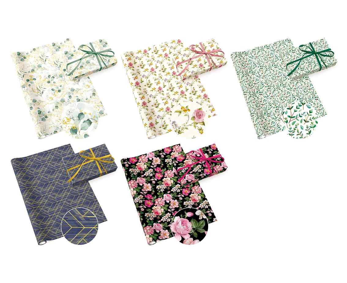 Neutral wrapping paper 33, mix of patterns, 70x200 cm