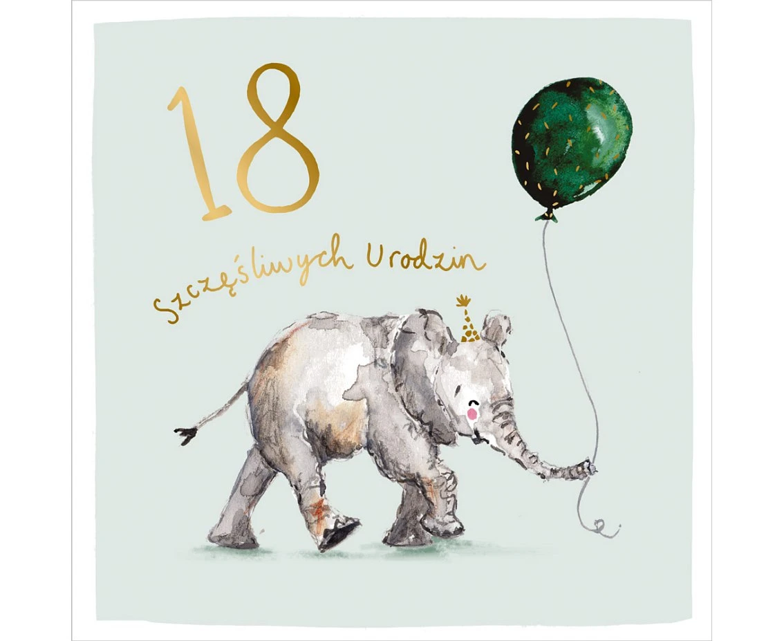 Birthday card 18th birthday, Birthday elephant