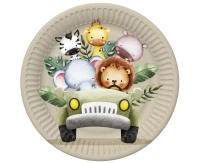 Paper plates Safari Animals in the Jeep, 18 cm, 8 pcs