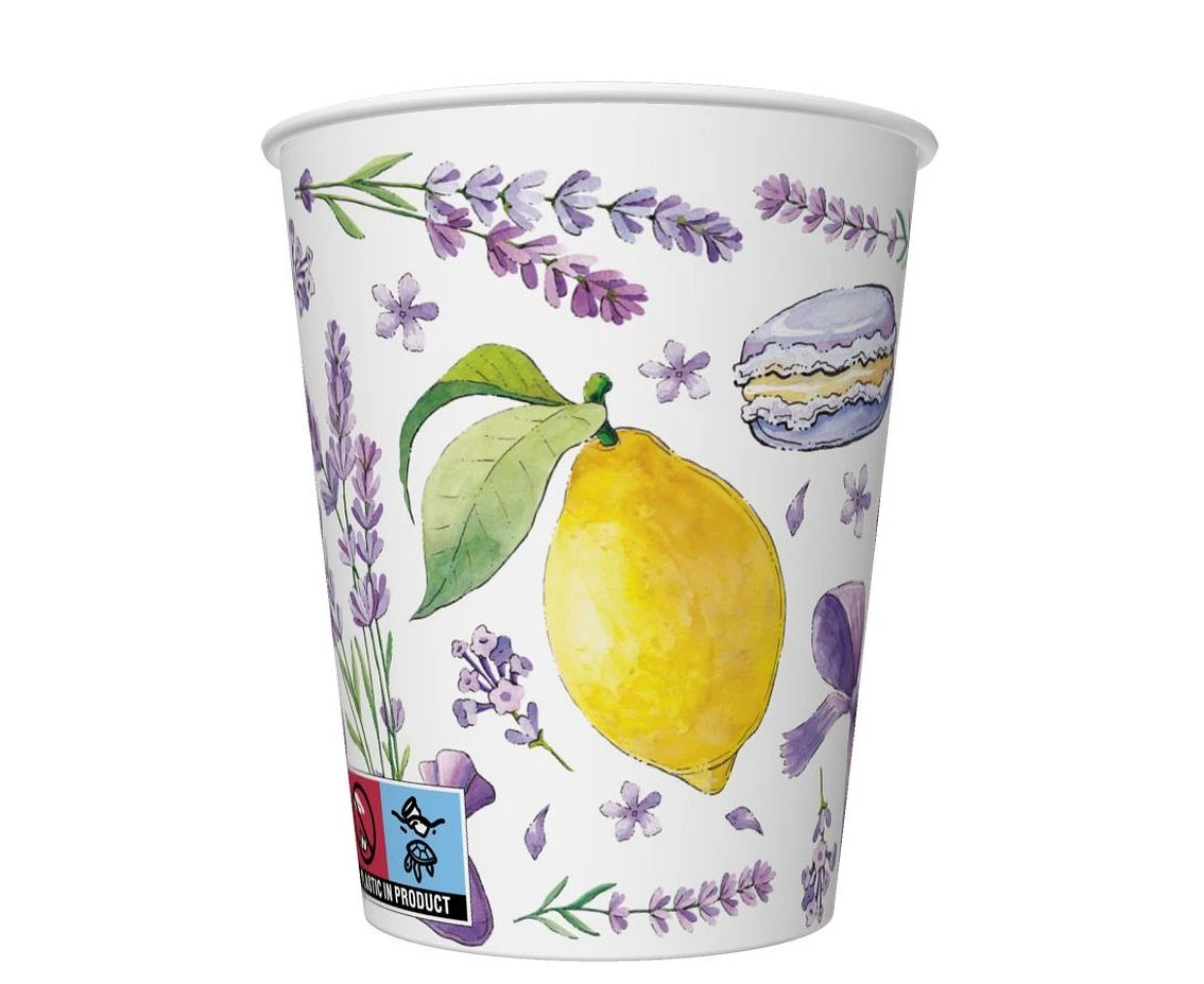 Paper cups Lavender and citrus, 250 ml, 8 pcs