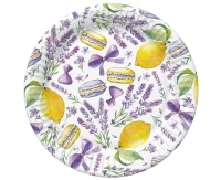 Paper plates Lavender and citrus, 18 cm, 8 pcs