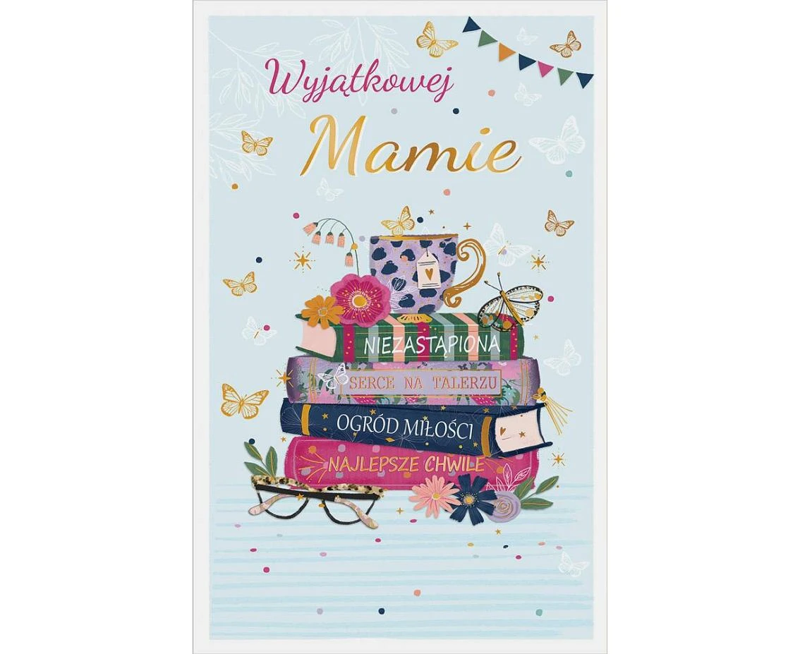Mother's Day card, cup and books