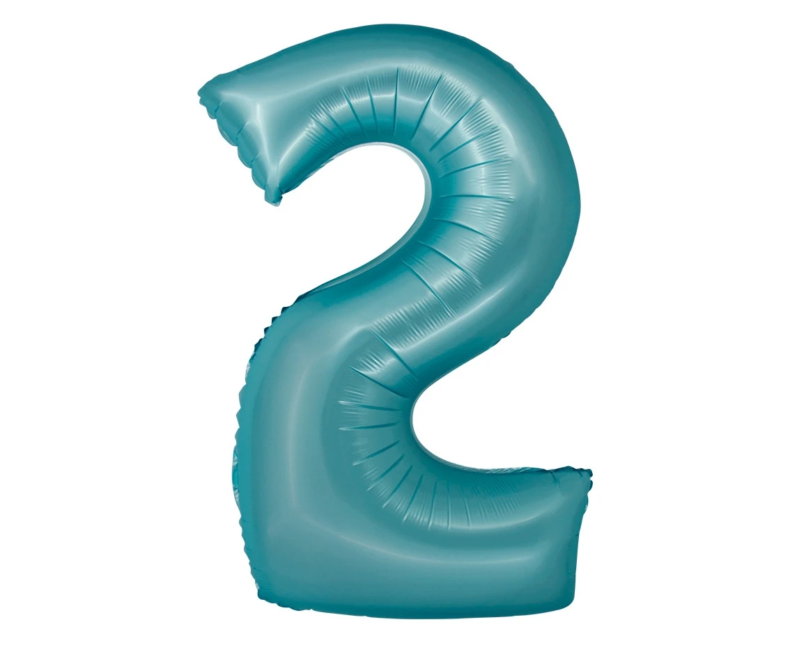 Foil balloon Smart, digit 2, mat light blue, 76 cm