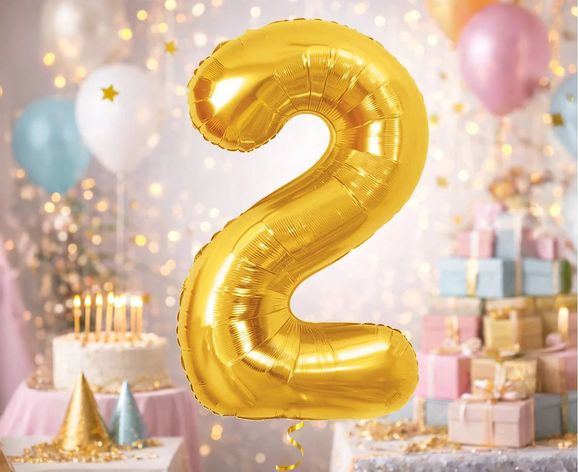 Foil Balloon B&C Number 2, Royal gold, 85 cm