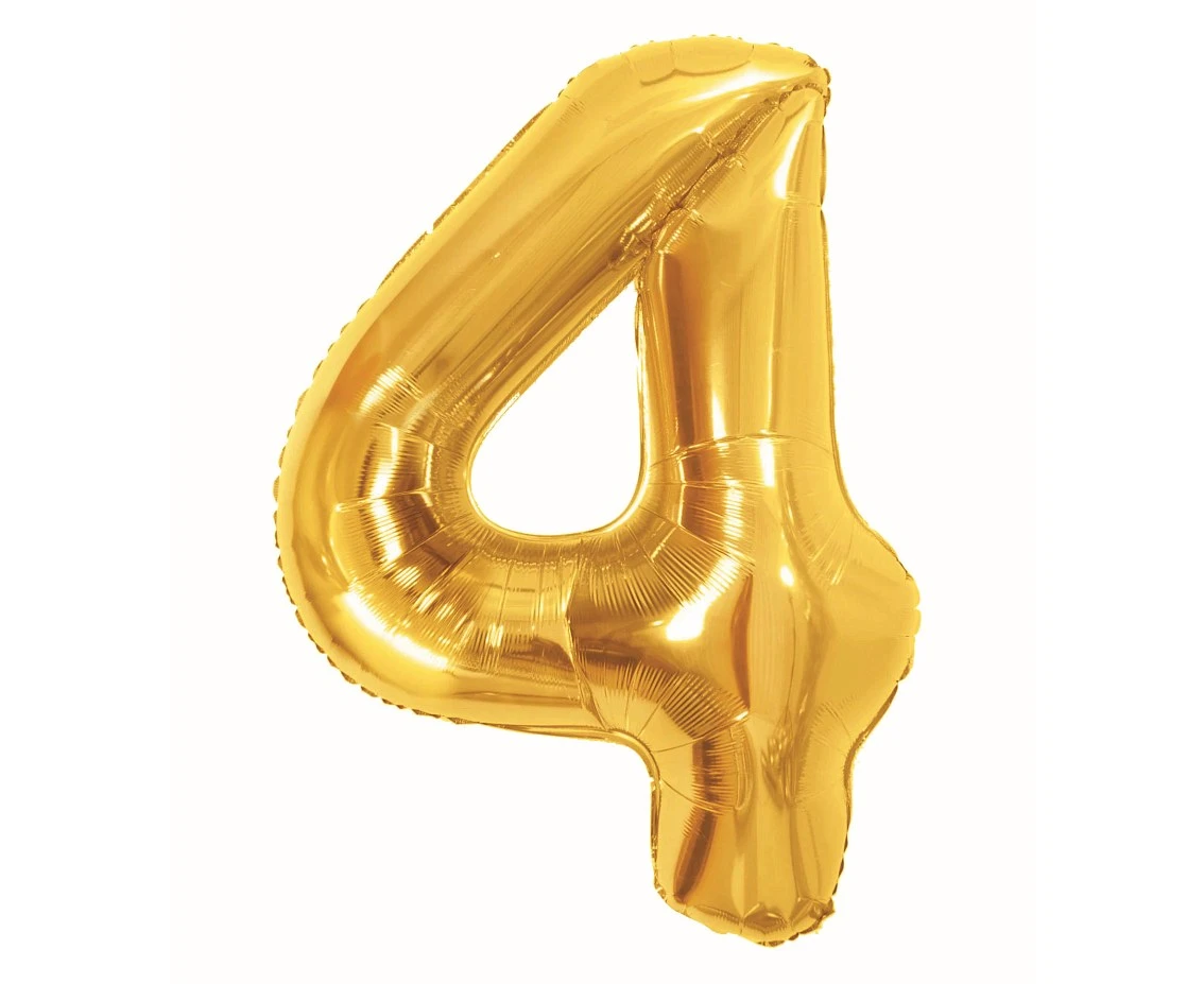 Foil Balloon B&C Number 4, Royal gold, 85 cm