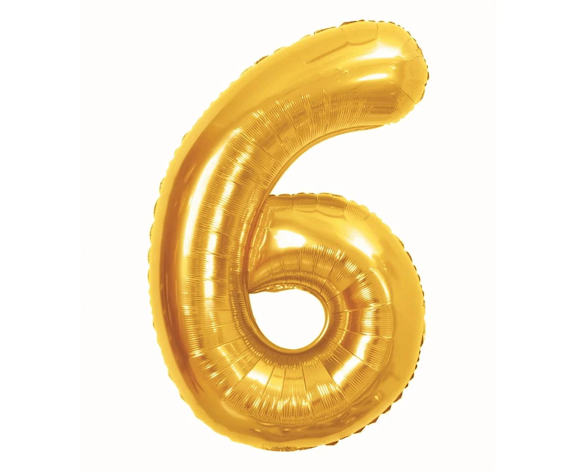 Foil Balloon B&C Number 6, Royal gold, 85 cm