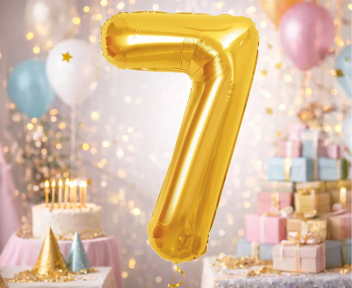 Foil Balloon B&C Number 7, Royal gold, 85 cm