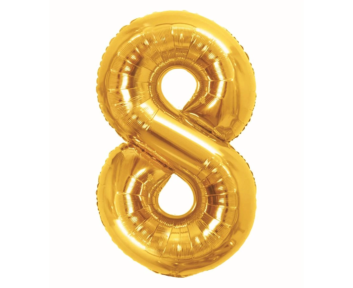 Foil Balloon B&C Number 8, Royal gold, 85 cm