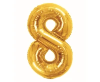 Foil Balloon B&C Number 8, Royal gold, 85 cm