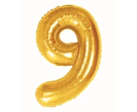 Foil Balloon B&C Number 9, Royal gold, 85 cm