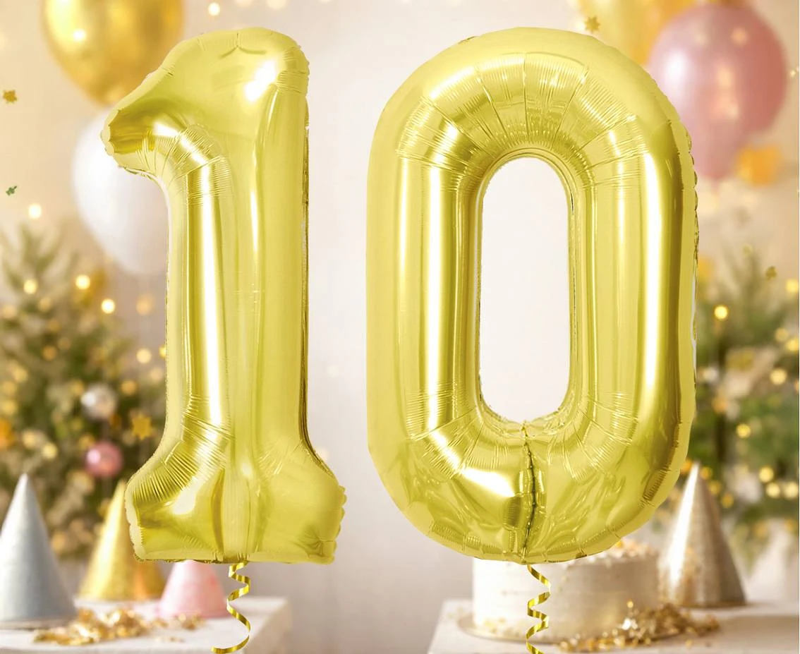 Foil Balloon B&C Number 0, Light gold, 85 cm