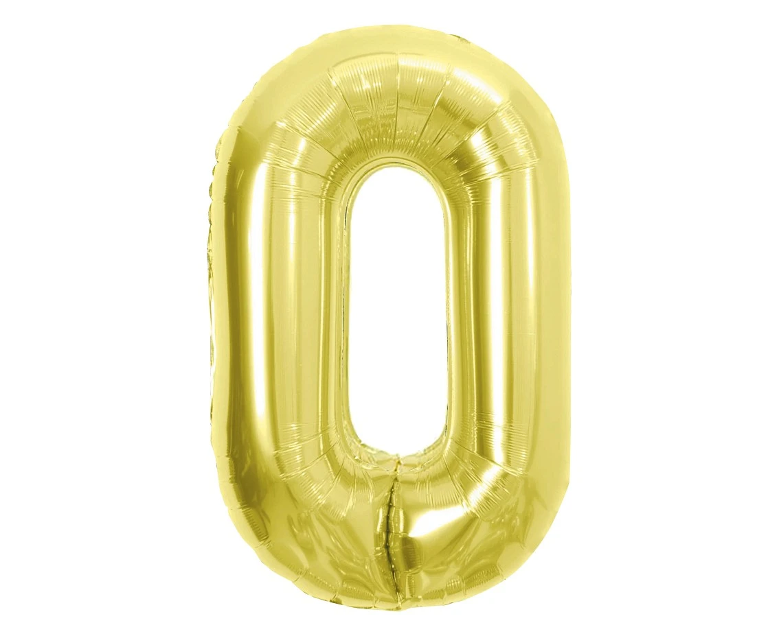 Foil Balloon B&C Number 0, Light gold, 85 cm