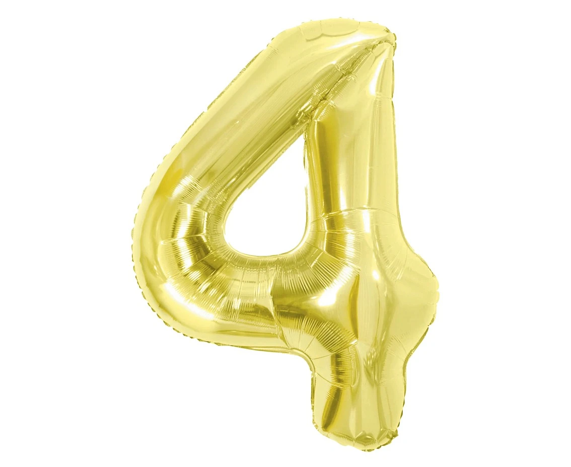 Foil Balloon B&C Number 4, Light gold, 85 cm