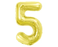 Foil Balloon B&C Number 5, Light gold, 85 cm