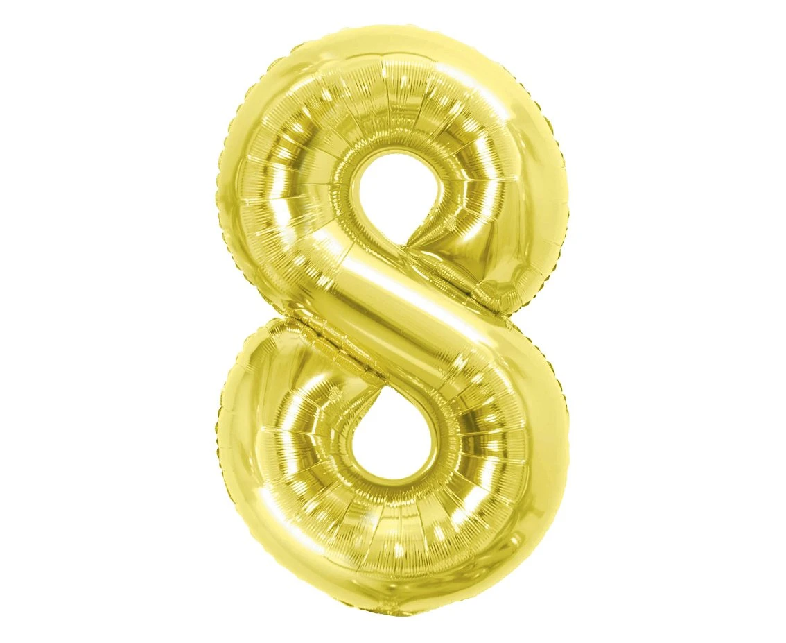 Foil Balloon B&C Number 8, Light gold, 85 cm