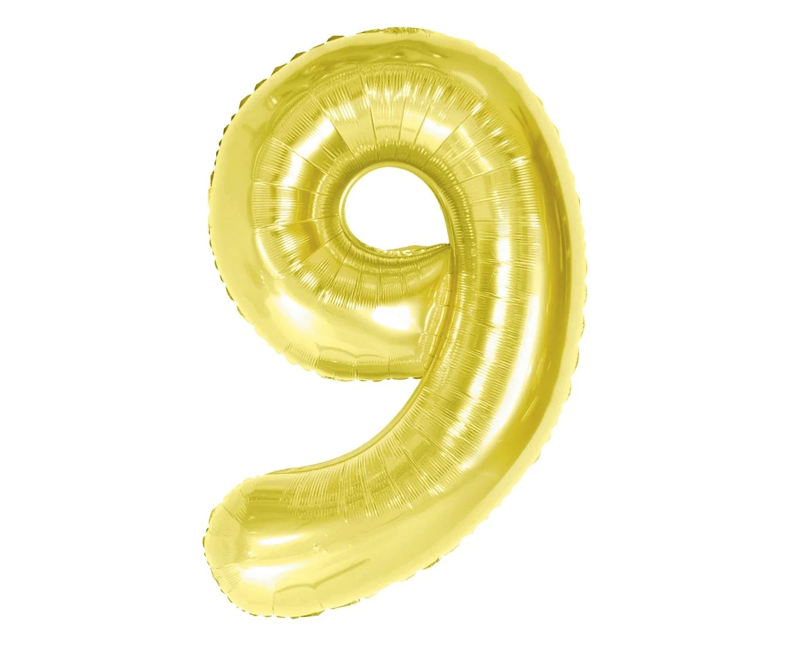 Foil Balloon B&C Number 9, Light gold, 85 cm