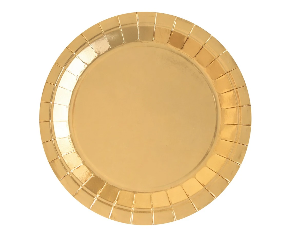 Paper Plates , Gold, 23 cm, 8 pcs