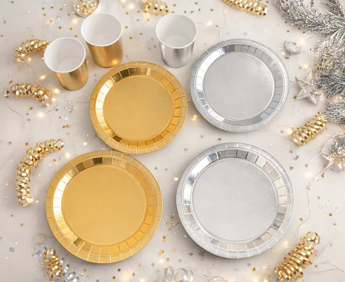 Paper Plates , Silver, 23 cm, 8 pcs