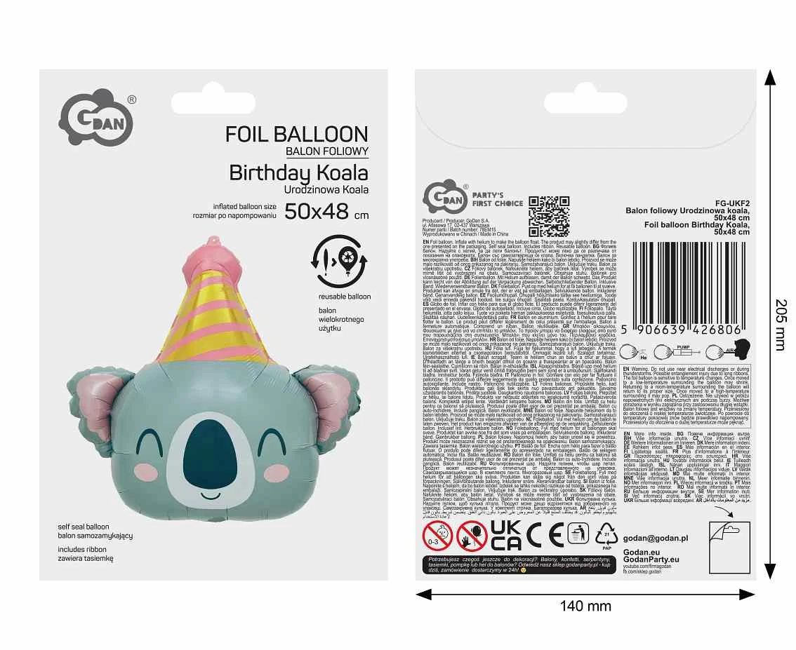 Foil_GD balloon Birthday Koala, 50x48cm