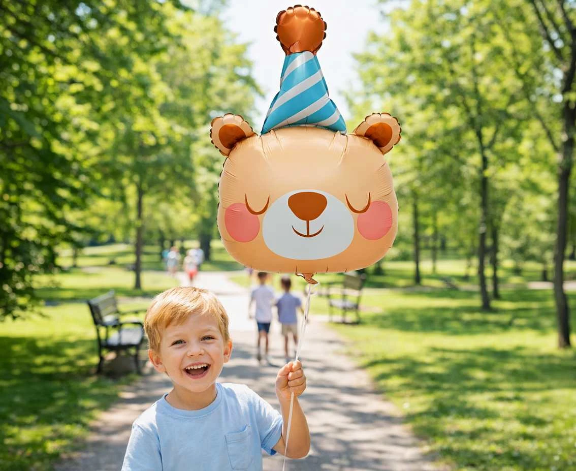 Foil_GD balloon Birthday Teddy bear, 54x38cm